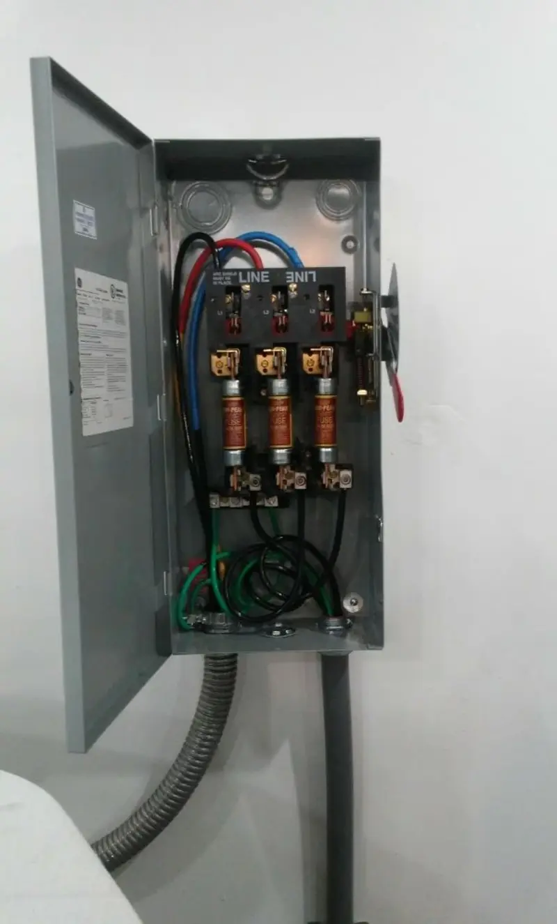 Three-phase disconnect switch installed for Smoke Detector Installation in West Greenwich